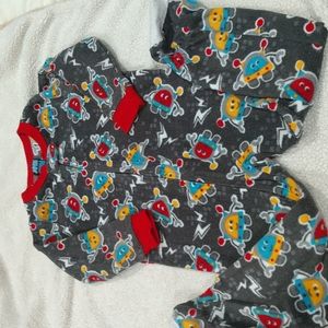 2/$15 Robots Fleece Footed Pajamas Size 2T